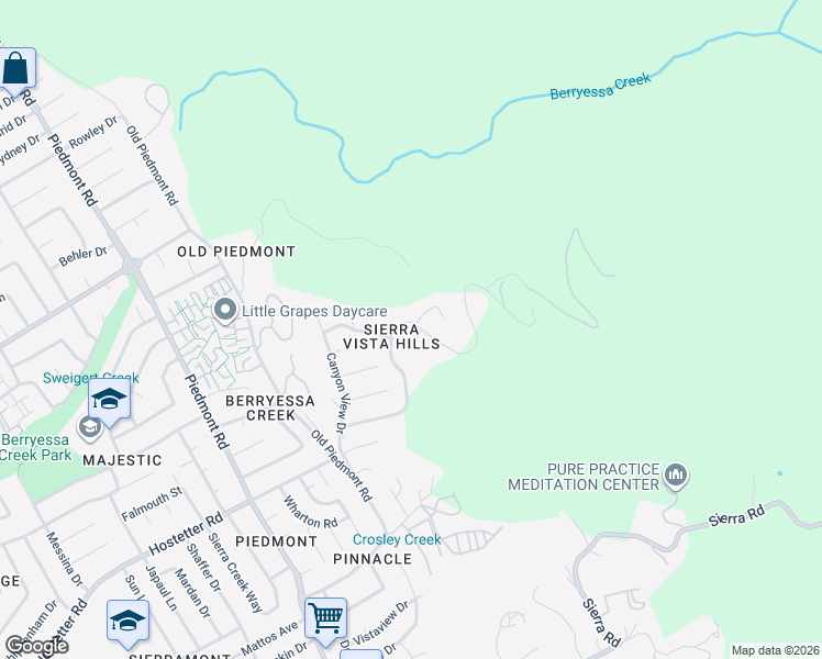 map of restaurants, bars, coffee shops, grocery stores, and more near 3574 Sweigert Road in San Jose