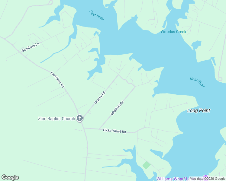 map of restaurants, bars, coffee shops, grocery stores, and more near 340 Osprey Road in Cardinal