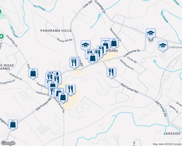 map of restaurants, bars, coffee shops, grocery stores, and more near 3009 Old Forest Rd in Lynchburg