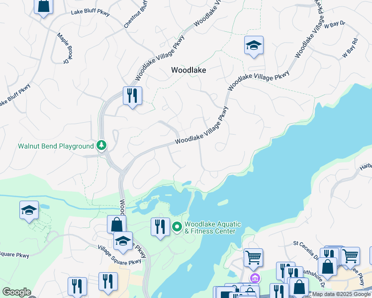 map of restaurants, bars, coffee shops, grocery stores, and more near 14600 Duck Cove Court in Midlothian