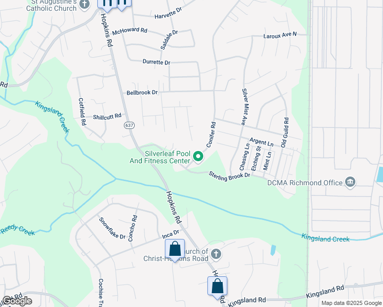 map of restaurants, bars, coffee shops, grocery stores, and more near 7840 Conifer Road in Richmond