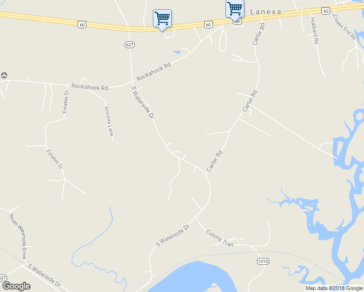 map of restaurants, bars, coffee shops, grocery stores, and more near 1821 South Waterside Drive in Lanexa