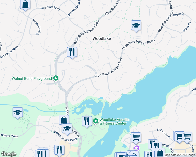 map of restaurants, bars, coffee shops, grocery stores, and more near 14604 Duck Cove Court in Midlothian
