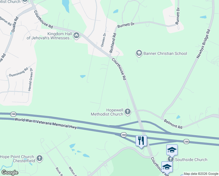 map of restaurants, bars, coffee shops, grocery stores, and more near 5901 Richland Road in Chesterfield