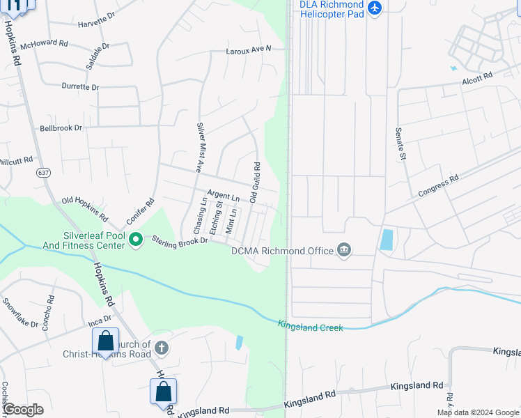 map of restaurants, bars, coffee shops, grocery stores, and more near 3209 Argent Lane in Richmond
