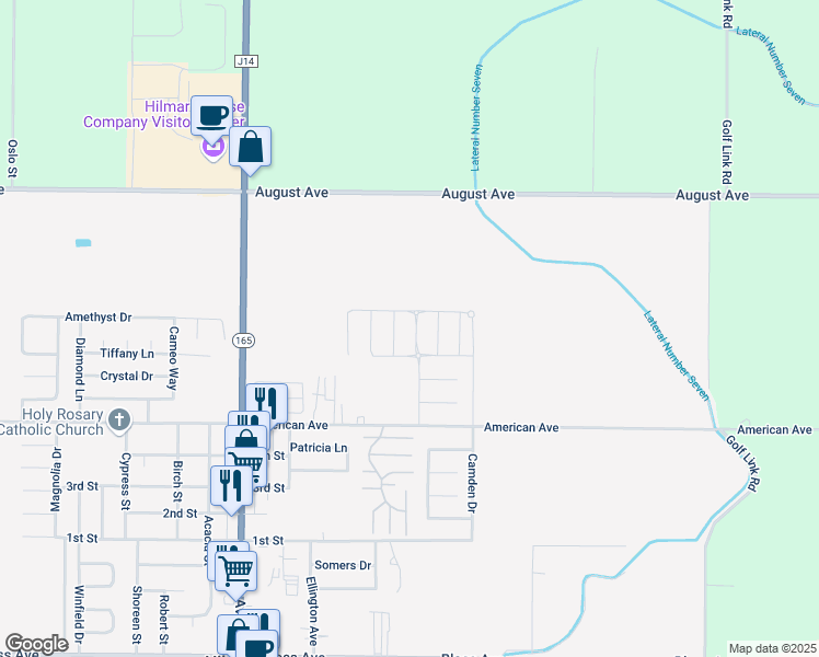 map of restaurants, bars, coffee shops, grocery stores, and more near 8717 Villa Cordoba Avenue in Hilmar