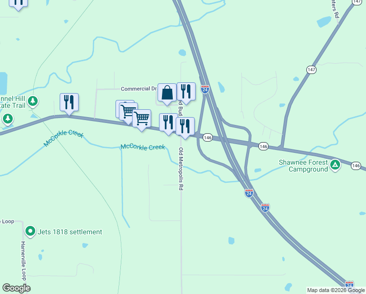 map of restaurants, bars, coffee shops, grocery stores, and more near 48-150 Old Metropolis Road in Vienna