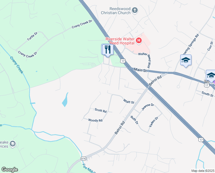 map of restaurants, bars, coffee shops, grocery stores, and more near 7347 Fiddlers Lane in Gloucester