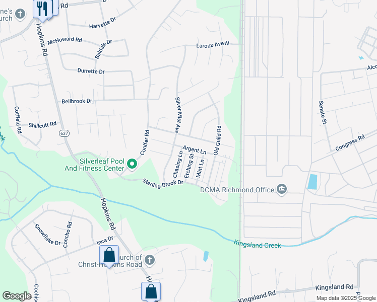 map of restaurants, bars, coffee shops, grocery stores, and more near 3509 Argent Lane in Richmond