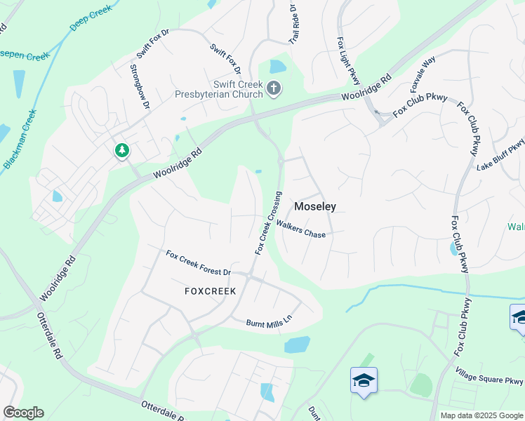 map of restaurants, bars, coffee shops, grocery stores, and more near 6143 Friesian Terrace in Moseley