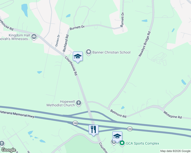map of restaurants, bars, coffee shops, grocery stores, and more near 6001 Courthouse Road in Chesterfield