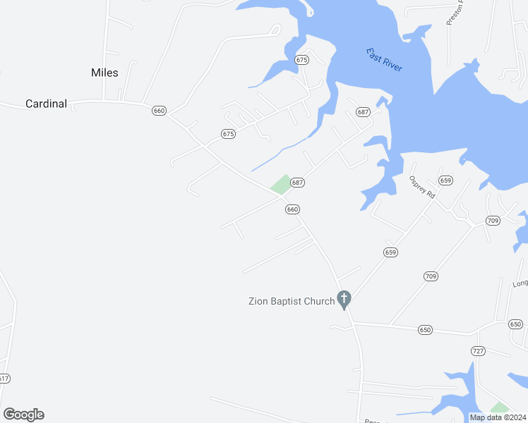map of restaurants, bars, coffee shops, grocery stores, and more near 77 Careys Lane in Cardinal