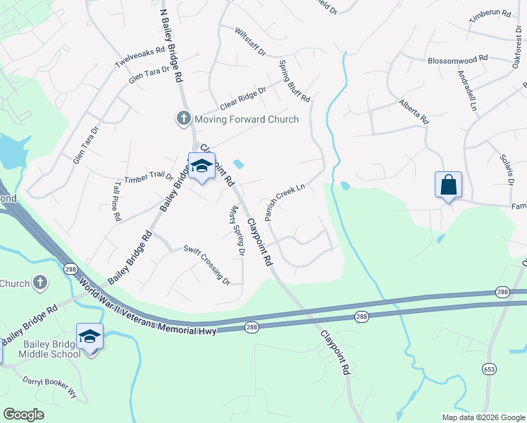 map of restaurants, bars, coffee shops, grocery stores, and more near 5007 Parrish Creek Place in Chesterfield