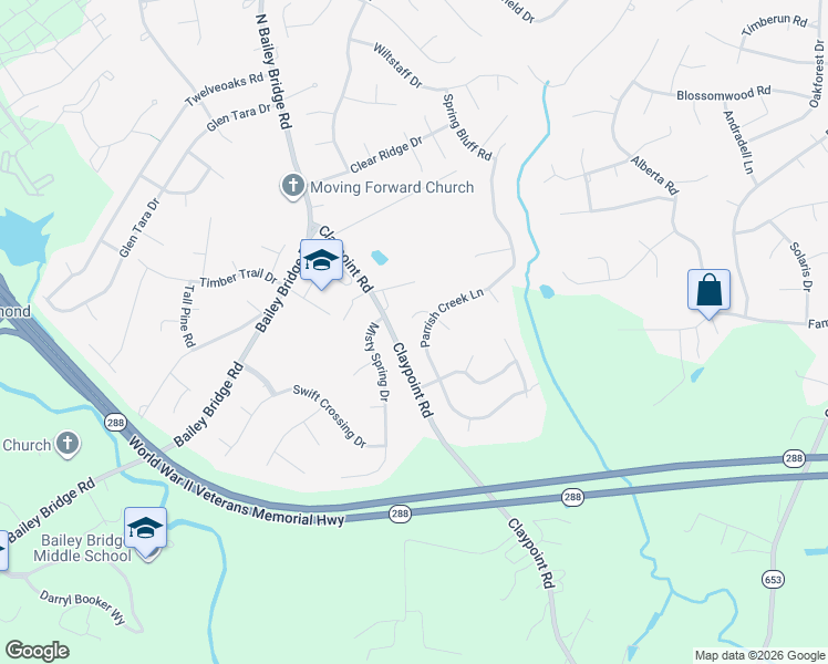 map of restaurants, bars, coffee shops, grocery stores, and more near 11606 Parrish Creek Lane in Chesterfield