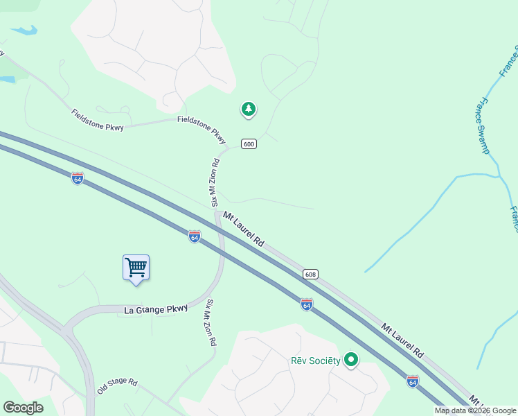 map of restaurants, bars, coffee shops, grocery stores, and more near Mt Laurel Rd in James City
