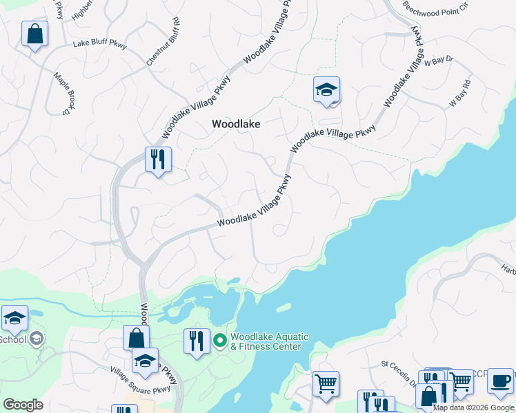 map of restaurants, bars, coffee shops, grocery stores, and more near 14405 Bent Creek Place in Midlothian