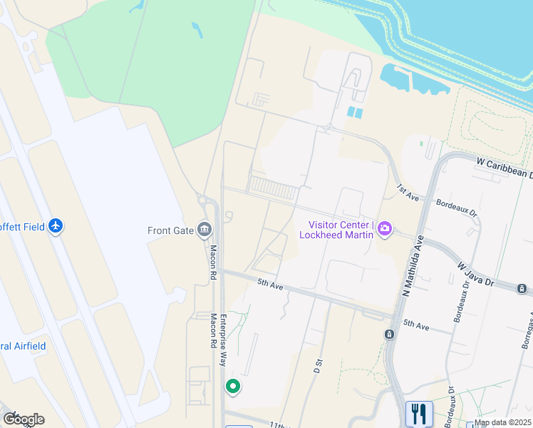 map of restaurants, bars, coffee shops, grocery stores, and more near H Street in Sunnyvale