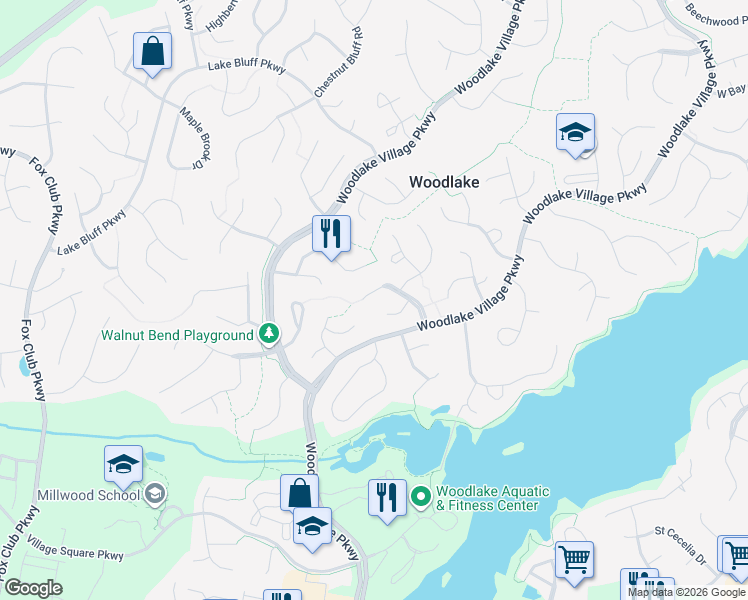 map of restaurants, bars, coffee shops, grocery stores, and more near 14709 Mill Spring Drive in Midlothian