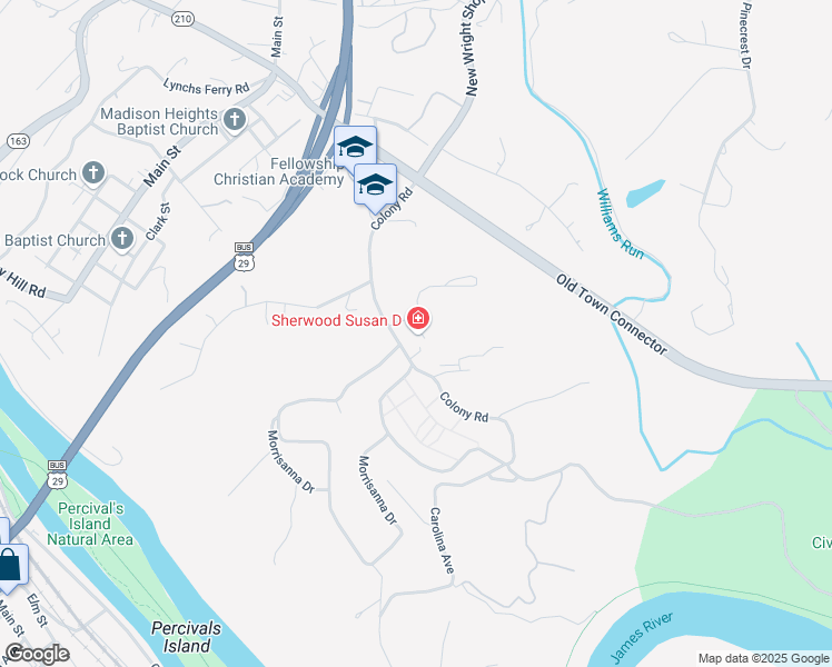 map of restaurants, bars, coffee shops, grocery stores, and more near 521 Colony Road in Madison Heights