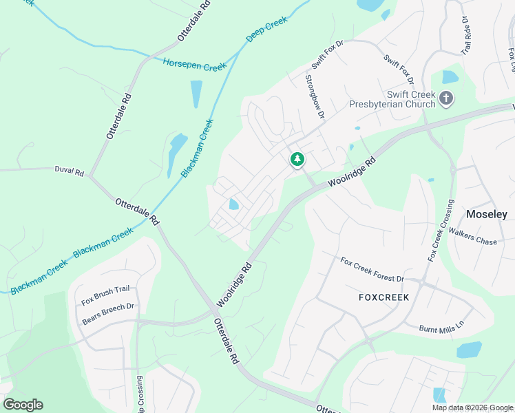 map of restaurants, bars, coffee shops, grocery stores, and more near 16801 Thornapple Run in Moseley