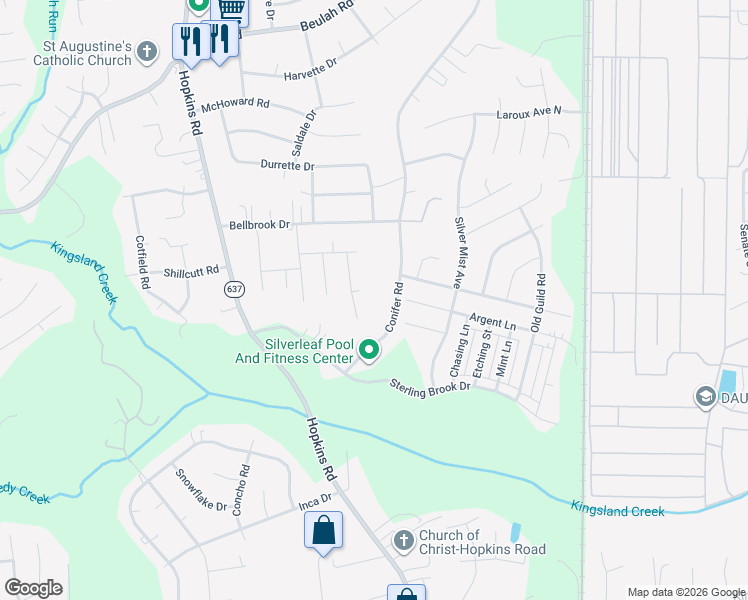 map of restaurants, bars, coffee shops, grocery stores, and more near 7645 Flagler Road in Richmond