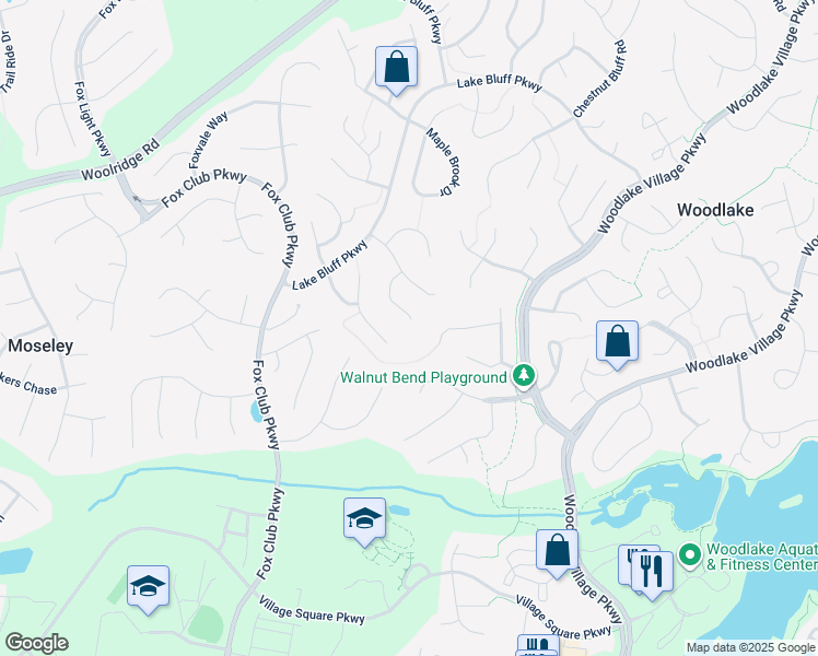 map of restaurants, bars, coffee shops, grocery stores, and more near 5918 Rosebay Forest Pl in Chesterfield