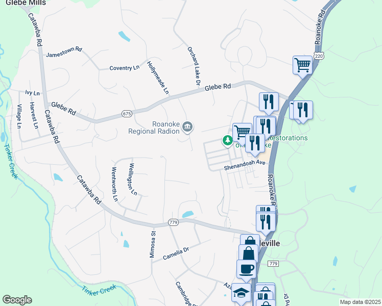 map of restaurants, bars, coffee shops, grocery stores, and more near 264 Glebe Hill Drive in Daleville