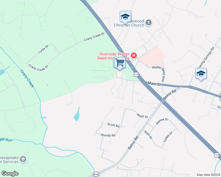 map of restaurants, bars, coffee shops, grocery stores, and more near 7407 Village Green Lane in Gloucester