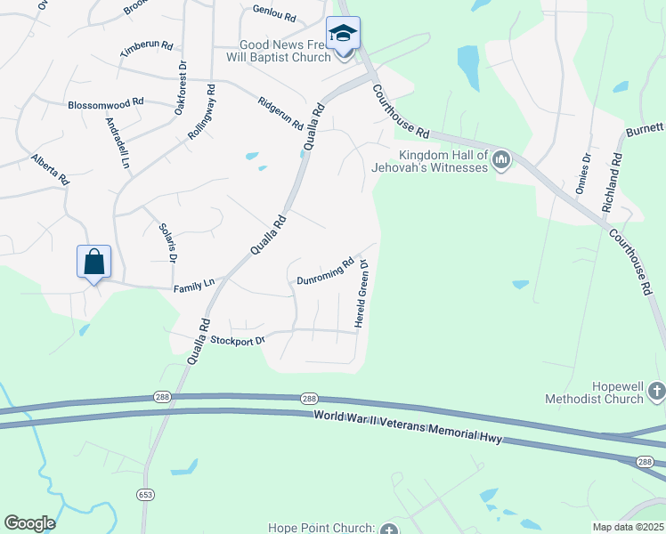 map of restaurants, bars, coffee shops, grocery stores, and more near 9530 Dunroming Road in Chesterfield