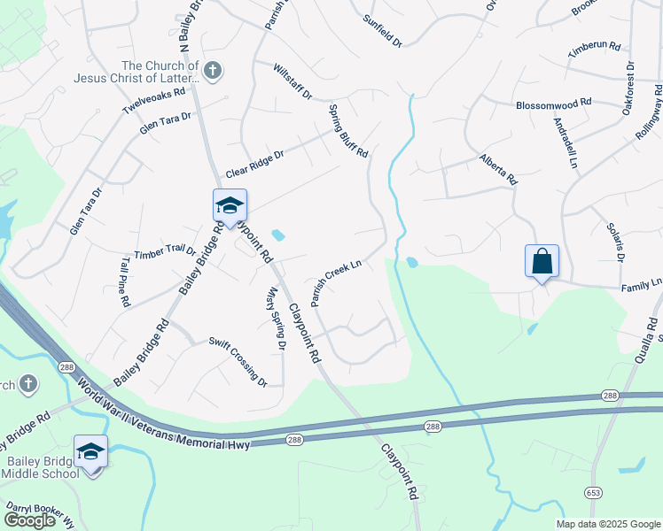 map of restaurants, bars, coffee shops, grocery stores, and more near 11524 Parrish Creek Lane in Chesterfield