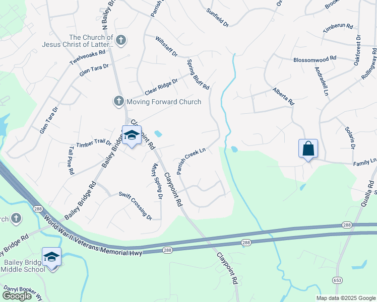 map of restaurants, bars, coffee shops, grocery stores, and more near 11524 Parrish Creek Lane in Chesterfield