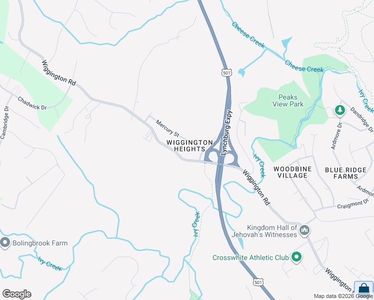 map of restaurants, bars, coffee shops, grocery stores, and more near 812 Wiggington Road in Lynchburg