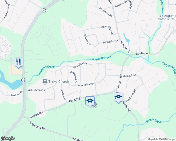 map of restaurants, bars, coffee shops, grocery stores, and more near 7405 Winterleaf Court in Richmond
