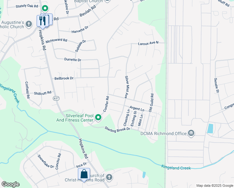 map of restaurants, bars, coffee shops, grocery stores, and more near 3730 Cannington Drive in Richmond