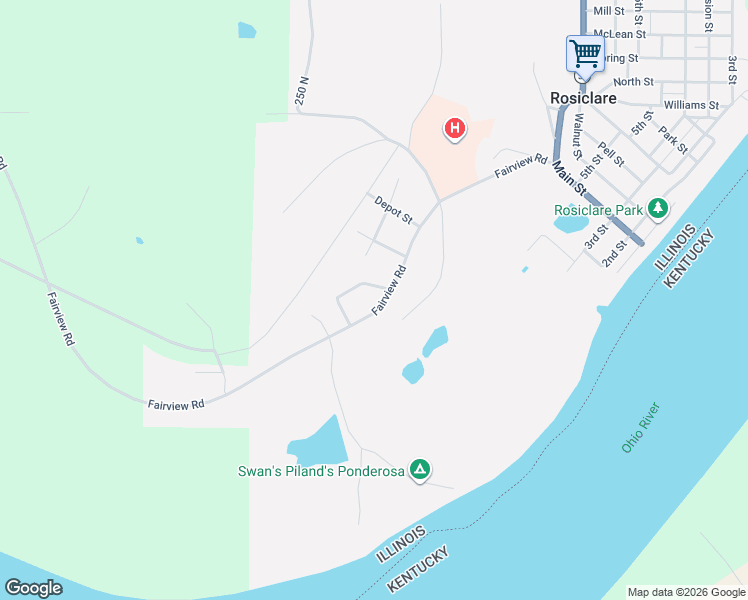 map of restaurants, bars, coffee shops, grocery stores, and more near Fairview Road in Rosiclare