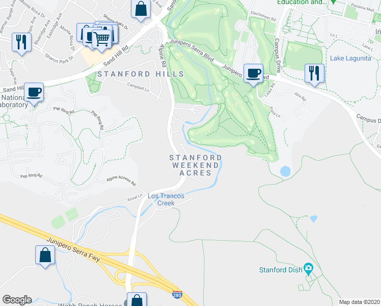 map of restaurants, bars, coffee shops, grocery stores, and more near 10 Homer Lane in Menlo Park