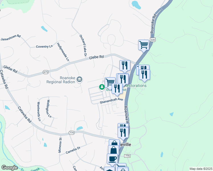 map of restaurants, bars, coffee shops, grocery stores, and more near 125 Broad Street in Daleville