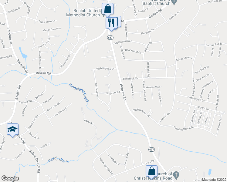 map of restaurants, bars, coffee shops, grocery stores, and more near 4320 Shillcutt Road in Richmond