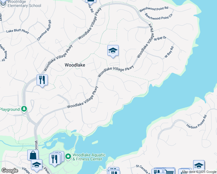 map of restaurants, bars, coffee shops, grocery stores, and more near 5909 Waters Edge Road in Midlothian