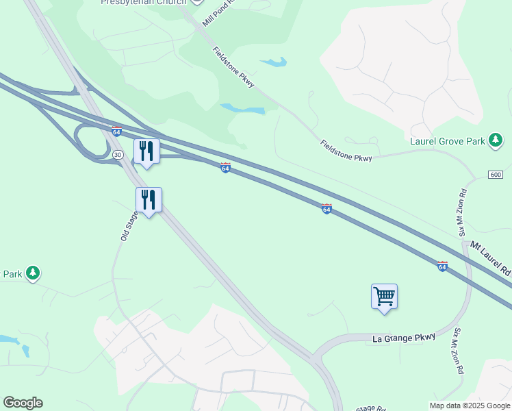 map of restaurants, bars, coffee shops, grocery stores, and more near in Toano