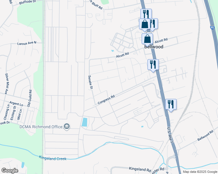 map of restaurants, bars, coffee shops, grocery stores, and more near 2932 Botone Avenue in Richmond