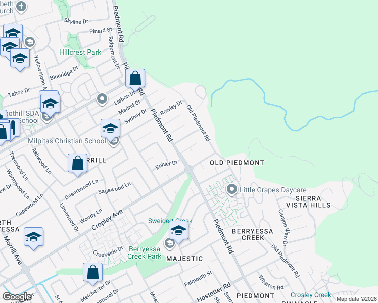 map of restaurants, bars, coffee shops, grocery stores, and more near 3617 Weedin Court in San Jose