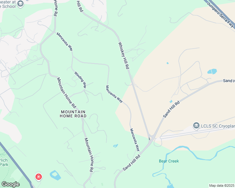 map of restaurants, bars, coffee shops, grocery stores, and more near 515 Manzanita Way in Woodside