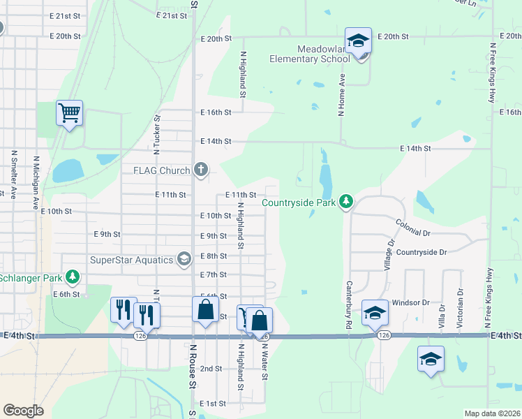 map of restaurants, bars, coffee shops, grocery stores, and more near 1300-1398 East 11th Street in Pittsburg