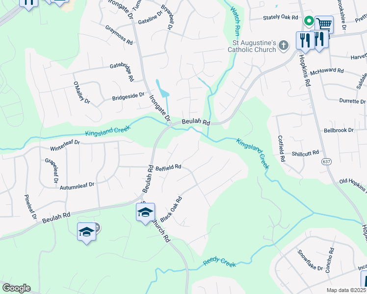 map of restaurants, bars, coffee shops, grocery stores, and more near 4705 Belfield Terrace in Richmond