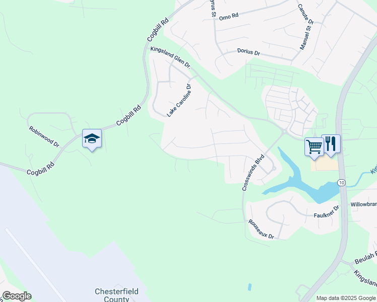 map of restaurants, bars, coffee shops, grocery stores, and more near 6549 Greyhaven Drive in Ampthill