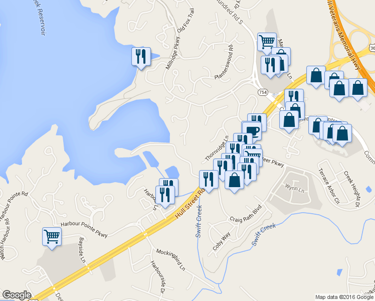 map of restaurants, bars, coffee shops, grocery stores, and more near 5118 Long Shadow Court in Midlothian