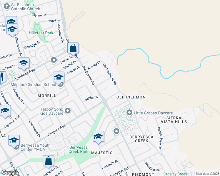 map of restaurants, bars, coffee shops, grocery stores, and more near 3670 Weedin Court in San Jose