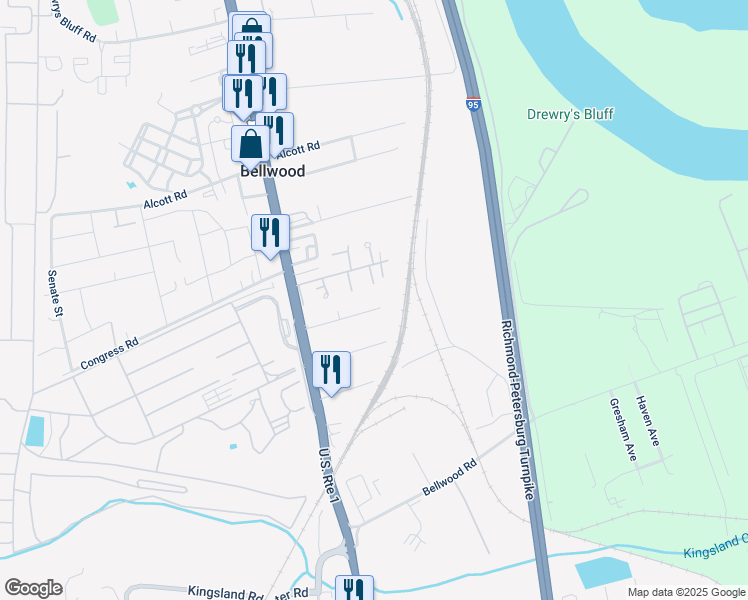 map of restaurants, bars, coffee shops, grocery stores, and more near 2508 Myron Avenue in Bellwood