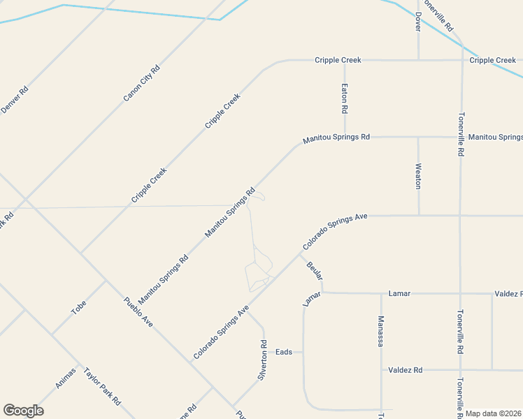 map of restaurants, bars, coffee shops, grocery stores, and more near 7772 Manitou Springs Road in Blanca